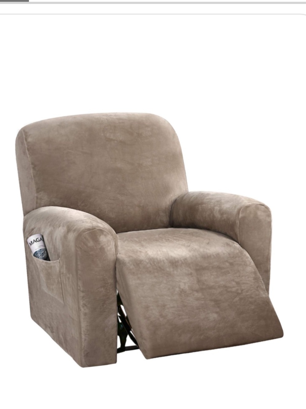 Thick Velvet Recliner Slipcover with stretch WASHABLE (4pcs) TAUPE